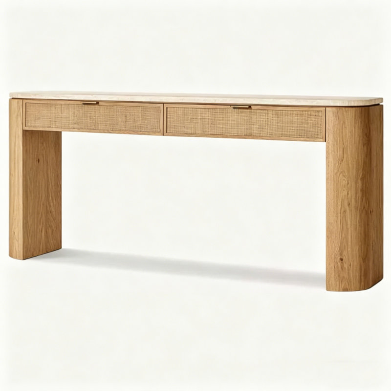 Console champêtre rétro, H 31,5 po x l 70,87 po x P 13,78 po