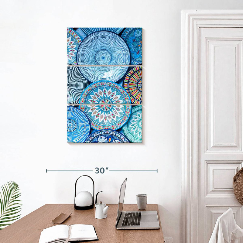 Senne Blue Moroccan Plates, 32" H x 20" W