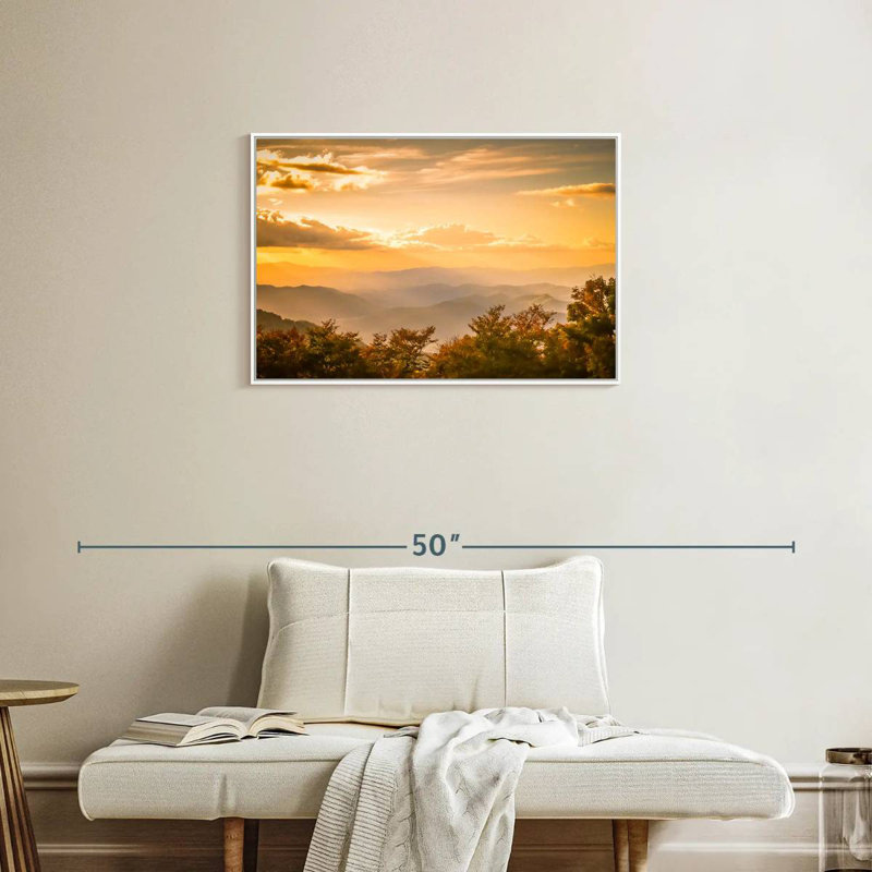 Blue Ridge au lever du soleil, Cadre flottant blanc, 31 po x 21 po