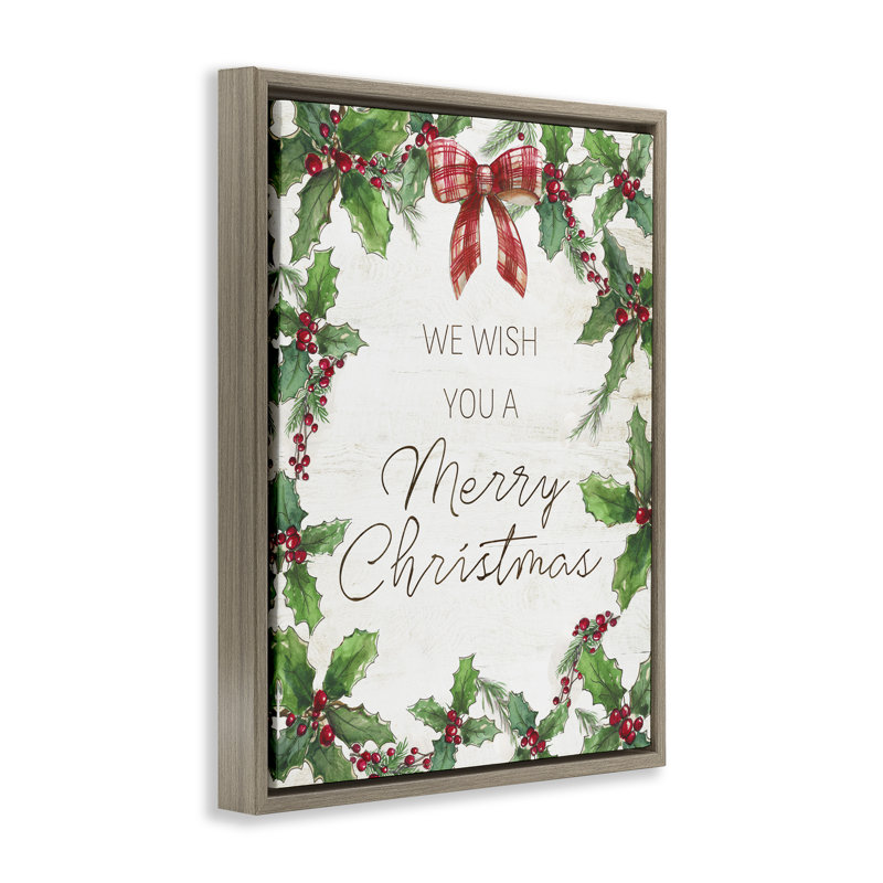 Cadre de voeux Wish You Merry Christmas & Bow, design par Nan, Cadre flottant orme Montalcino, H 31 po x l 25 po