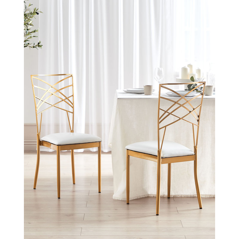 Damajae 45cm H Upholstered Ladder Back Side Chair, Gold