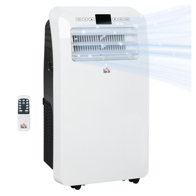 Climatiseur portatif HOMCOM 12 000 BTU pour pièces jusqu'à 550 pi², unité 3-en-1 avec déshumidificateur, ventilateur, télécommande, minuterie 24 h et trousse de fenêtre