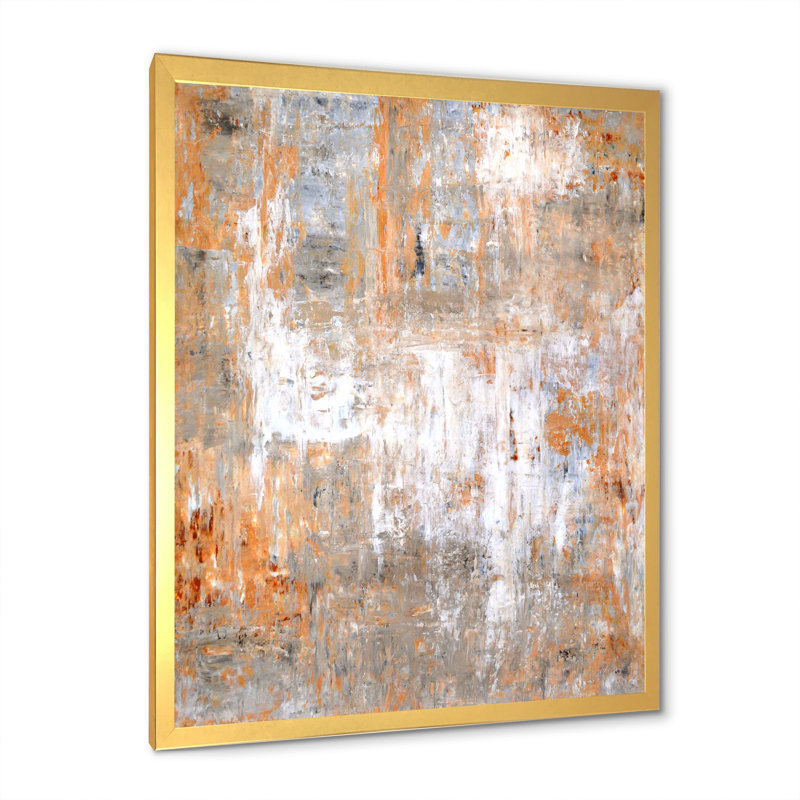 Art moderne gris et bleu II 2FDP47730, Encadrement doré, H 36 po x l 24 po x P 1 po