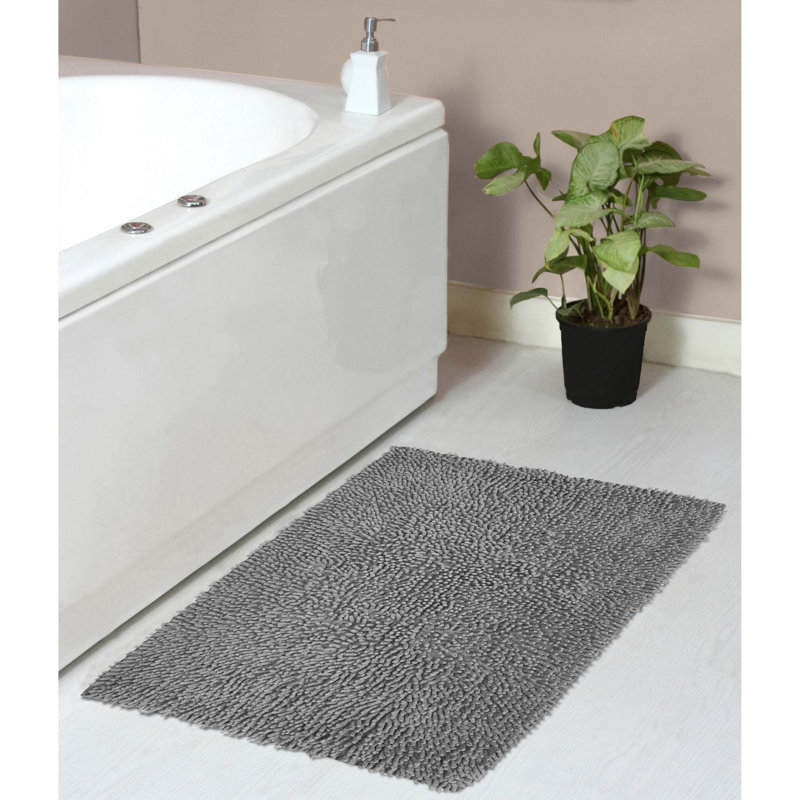 Hayworth Plush Cotton Bath Mat, Gray, 24" W x 40" L