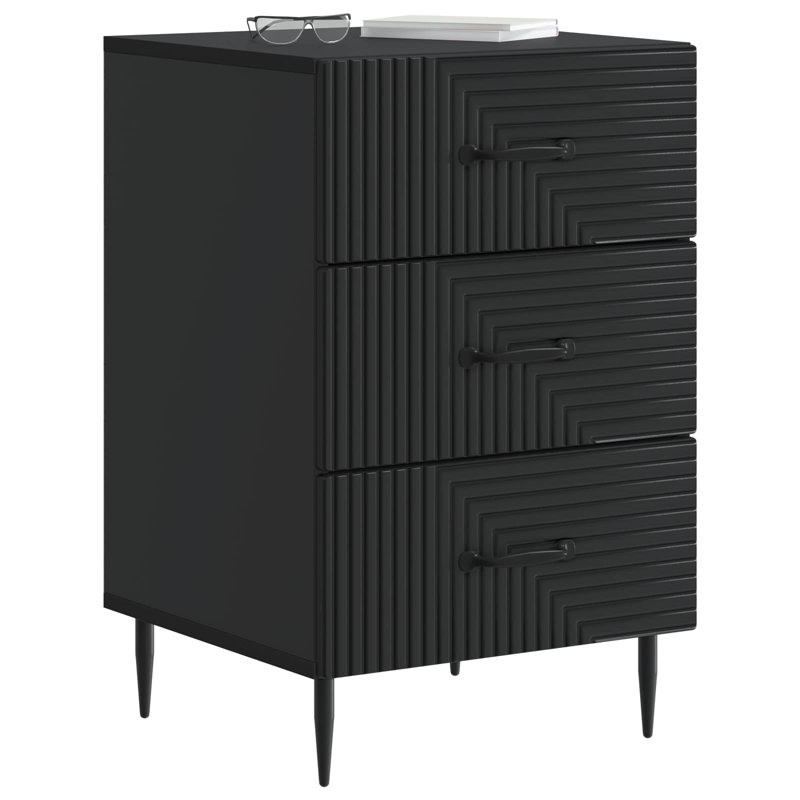 43cm W Manufactured Wood Bedside Table, Black