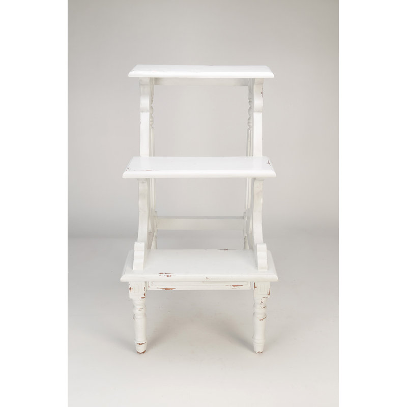 Library 3 Step Wood Step Stool, Antique White