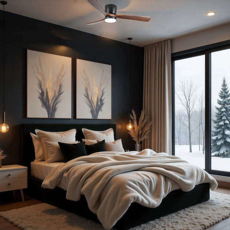 Epoch 42" DC Motor Ceiling Fan with Dimmable LED Light, Solid Wood Blades, App Control, Wall Switch & Handheld Remote