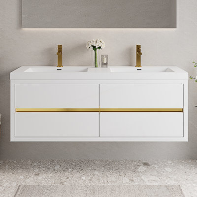 Meuble-lavabo mural moderne avec lavabos doubles