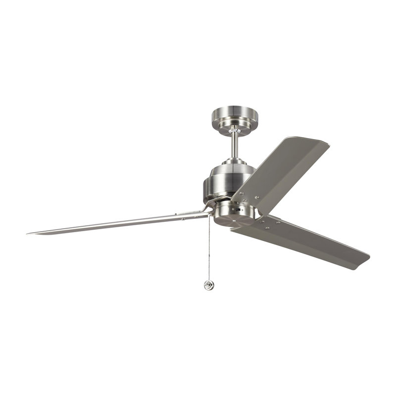 Arcade 54 Downrod Ceiling Fan, Brushed Steel with Silver Blades
