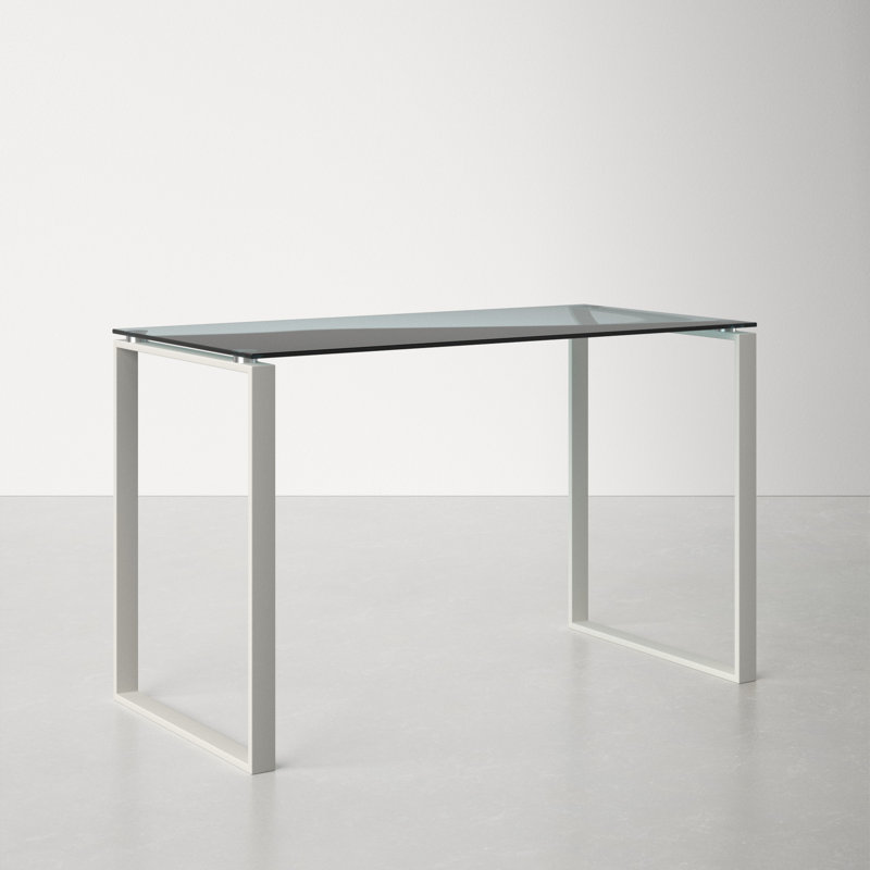 Orion Glass Top Metal Base Writing Desk, White