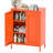  Metal Bathroom Floor Storage Cabinet With 2 Adjustable Shelves And 2 Doors, Orange-420057581
