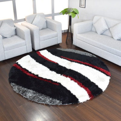 Latravia Hand Tufted Shag Polyester Eco-Friendly Area Rugs - 10' x 10', Round, Multicolor, Contemporary Modern Design, High Pile Thick Handmade Anti Skid Area Rugs for Living Room, Bed Room