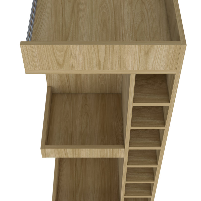 Bar Lamer avec porte-bouteilles et tablette ouverte, European Ash