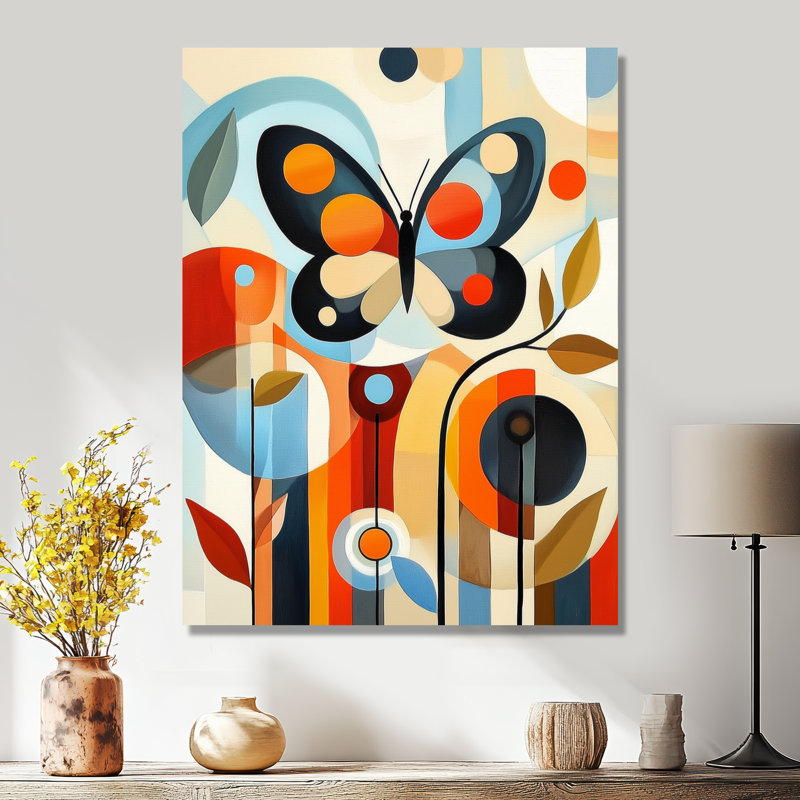 «Mid Century Butterfly Journey II - Animals», art mural en métal, H 44 po x l 34 po x P 0,84 po