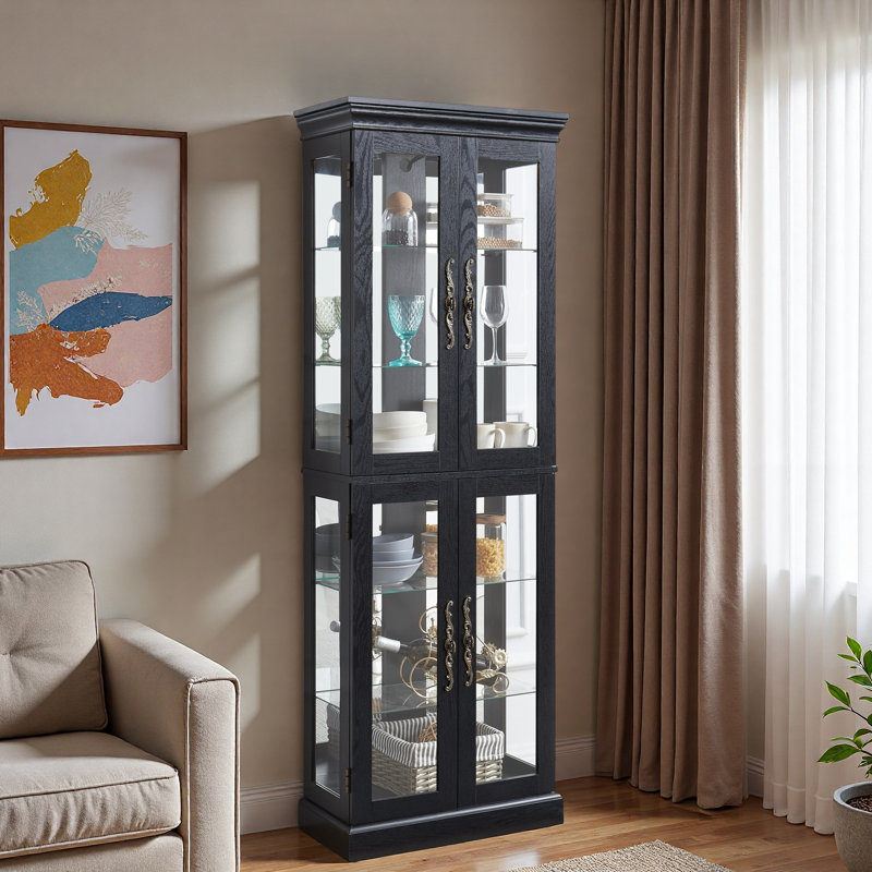 Vitrine lumineuse en verre avec éclairage DEL et tablettes réglables