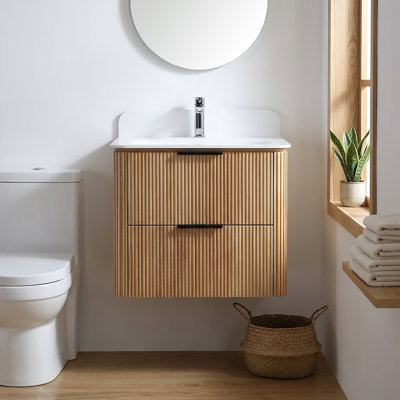 Meuble-lavabo flottant 24 po avec évier intégré en acrylique et tiroirs à fermeture en douceur 24 po Modern