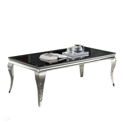 Contemporary 1Pc Coffee Table Glass Top Table Living Room Stainless Steel Cabriole-Style Legs