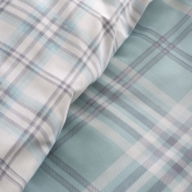 Kelso Check Reversible Duvet Cover Set, Double Duvet Cover + 2 Standard Pillowcases, Mint