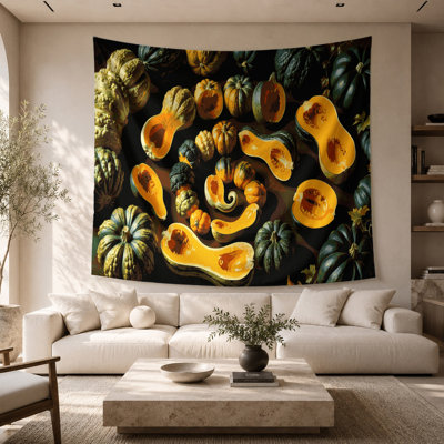 Tapisserie murale légumes kabocha