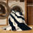 Washable Cream Navy Striped Area Rug-1958383906