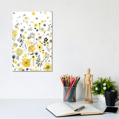 Positive Watercolour Flowers Yellow - Wrapped Canvas Art Prints - Wrapped Canvas Gallery-Wrapped Canvas Giclée