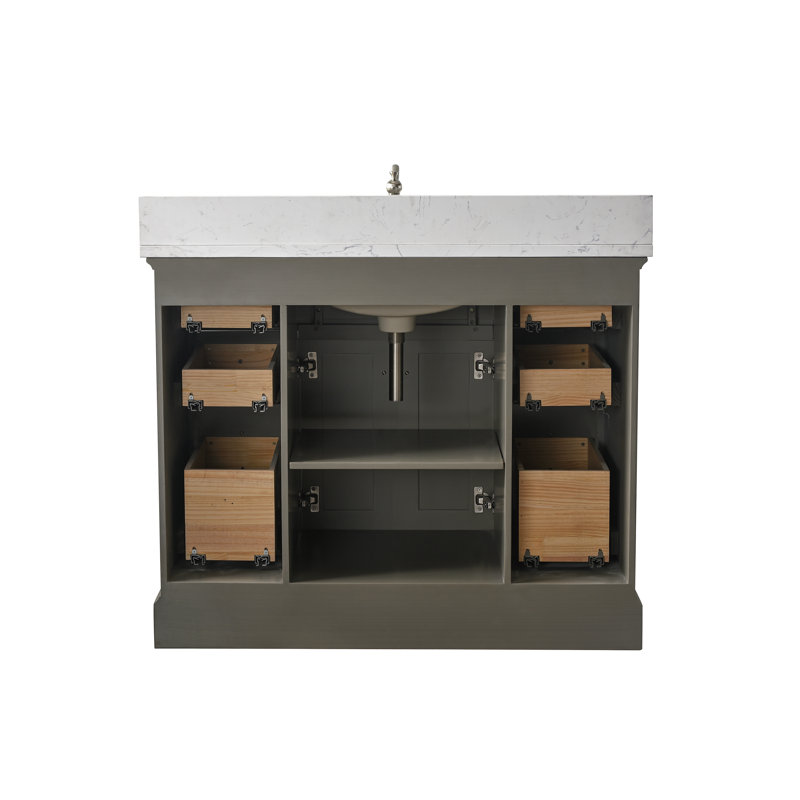Thompson 42" W Single Bathroom Vanity, Silver Gray/Brushed Nickel