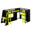 Lit mezzanine simple en forme de L avec lumières DEL RVB et ports USB, lit mezzanine double solide avec meuble télé et tablettes de rangement-1766252009