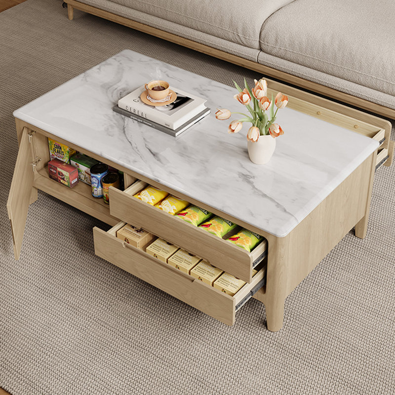 Table basse en bois Ultra Crystal Stone, Bois, Blanc, H 19,7 po x L 51,2 po x l 27,6 po