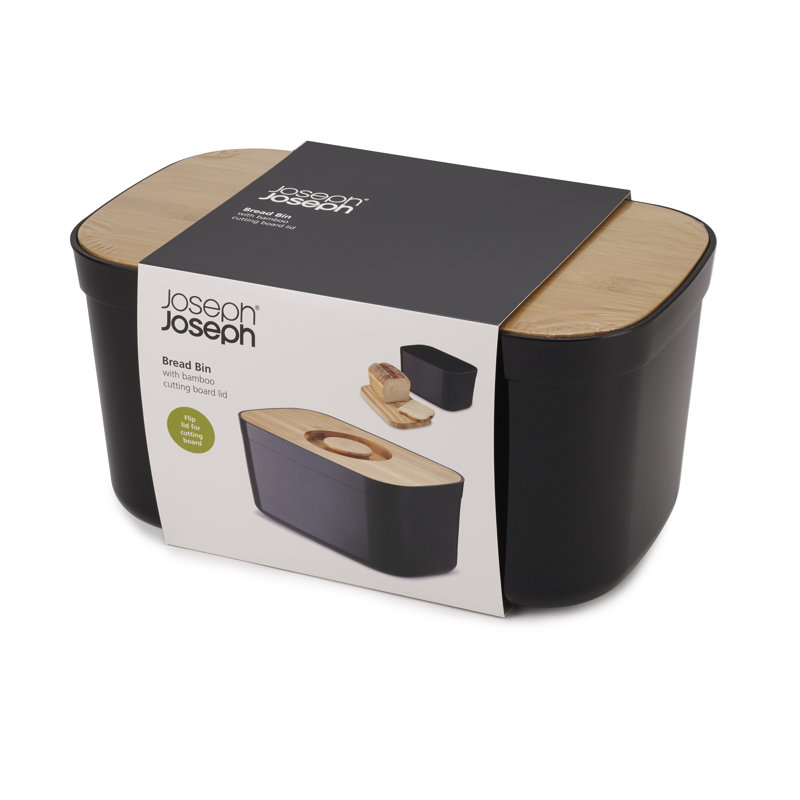 Joseph Joseph Bread Bin With Bamboo Lid, Black