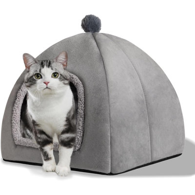 Cat Bed Cave For Indoor, Suitable For Cat Dome Bed, Hideaway Bed For Indoor Cats With Removable Mattress For Kittens. Cat Tent House For Dual Use (M:15"X15")
