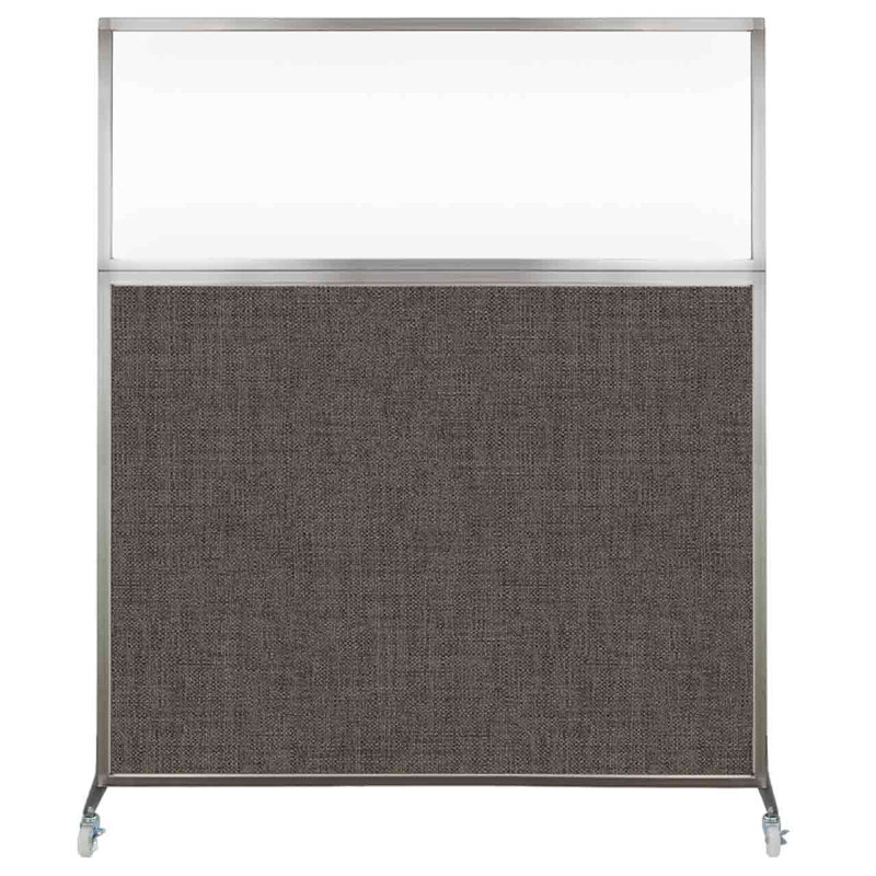 Cloison de bureau Hush - fenêtre transparente, Moka, 60"