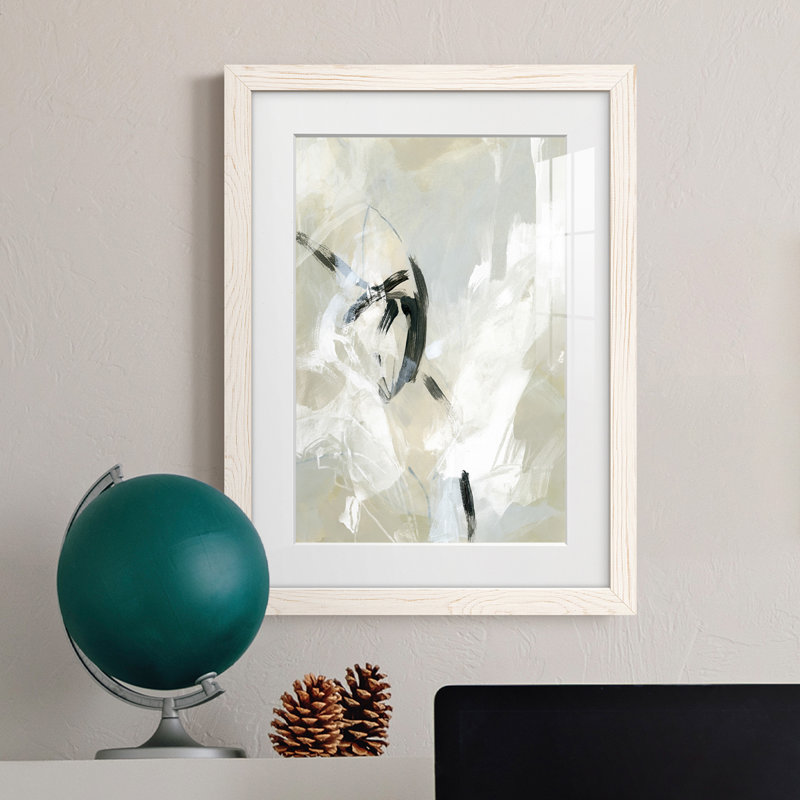 Scribble Veil II - peinture encadrée, H 20 po x l 17 po x P 1 po, Cadre blanc