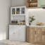 Armoire de rangement de 71 po de hauteur avec support pour micro-ondes, buffet autoportant avec huche, 2 tiroirs, 5 portes, tablettes réglables et portes en verre pour la cuisine, la salle à manger, HOMcom