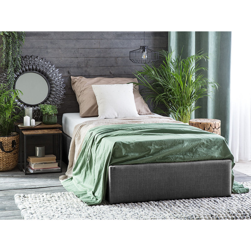 Amara Upholstered Ottoman Storage Bed, Grey, European Single (90 x 200 cm)