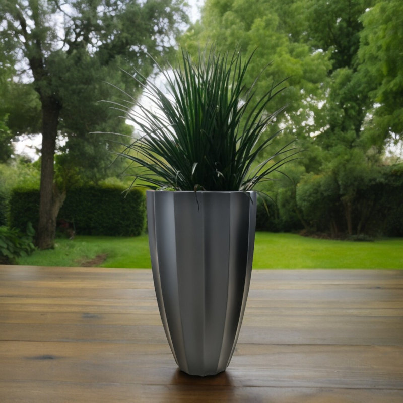 Pot à fleurs en fibre de verre, Noir, H 30 po x l 17 po x P 17 po