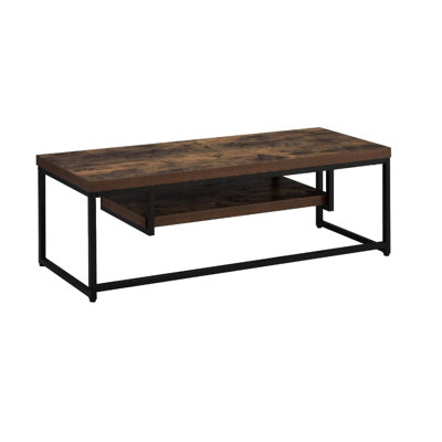 47-inch Tv Stand, Industrial Style, Black Metal, Weathered Oak Top, 50" Flat Screen Tvs, Living Areas, 1 Shelf Open Compartment, Metal Sled Base With Support Industrial-style Room Stand Frame And