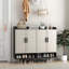 Buffet, armoire à chaussures avec 4 portes et grande armoire de rangement moderne pour chaussures avec tablettes réglables pour vestibule