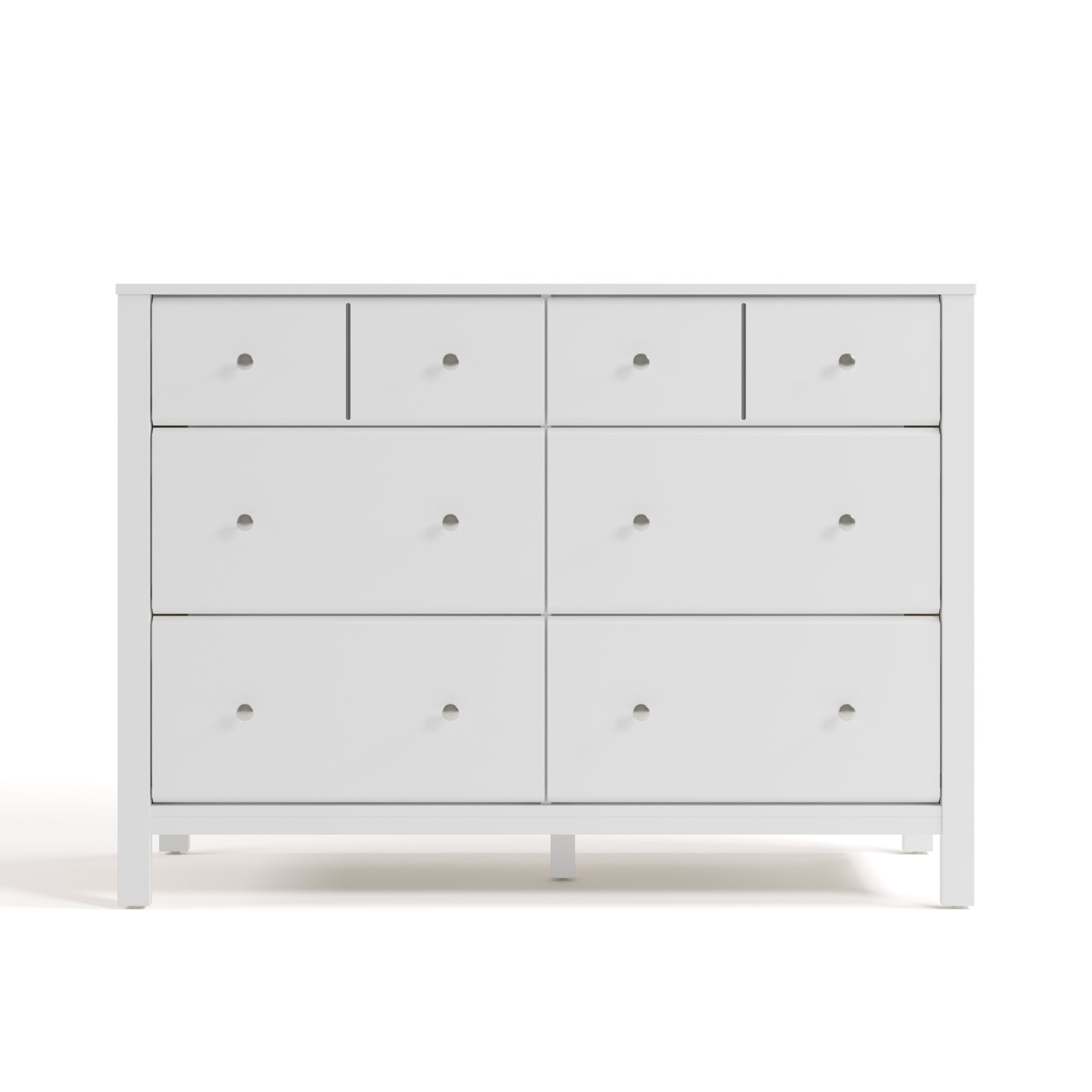 Horizon 6-Drawer Double Dresser, White/Driftwood