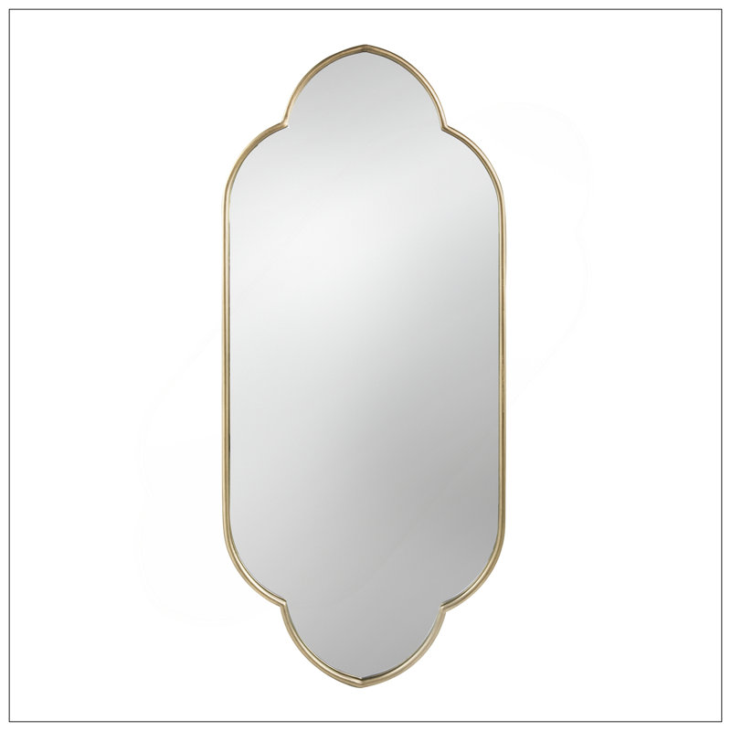 Miroir mural champagne doré avec bords entaillés, élégant et polyvalent