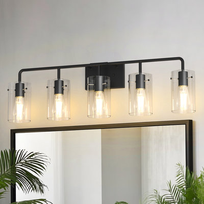 Éclairage de meuble-lavabo à intensité variable avec abat-jour en verre transparent
