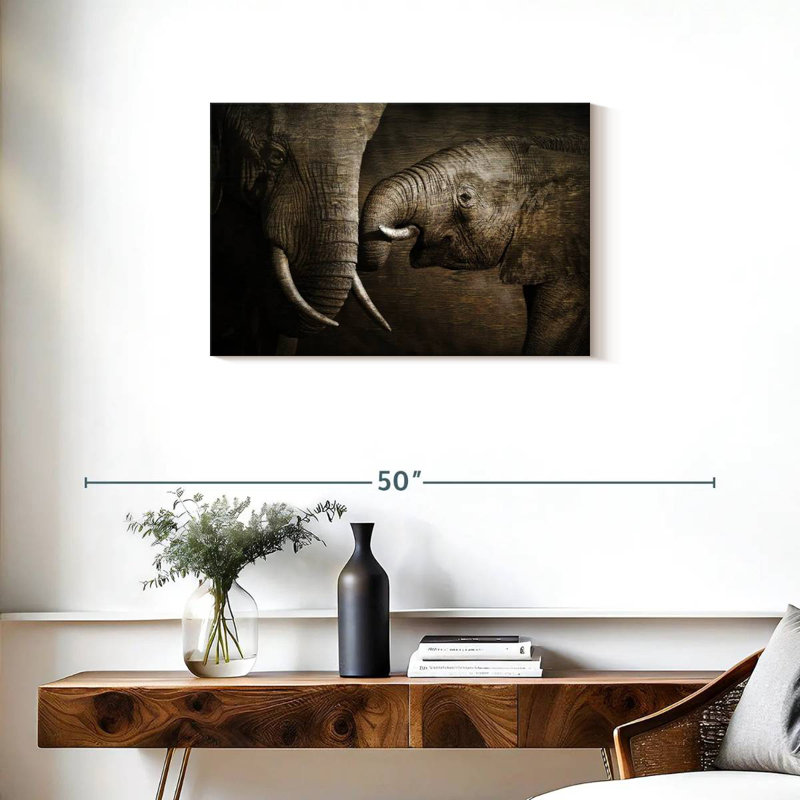 Brampt Affectionate Elephants, H 20 po x l 30 po