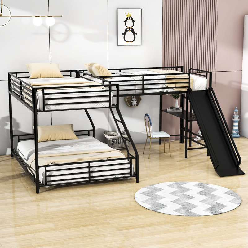 Kitson Twin Over Full Metal L-Shaped Bunk Bed with Built-in-Desk by Isabelle & Max™