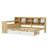 Wooden L-Shape Daybed with Seven Storage Cabinets and Two Storage Drawers, Multi-functional Bed with Study Desk and Built-in Bookshelf