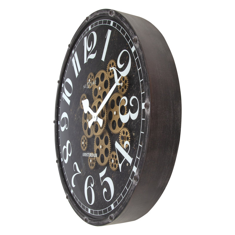 Henry Metal Wall Clock, Brown/White