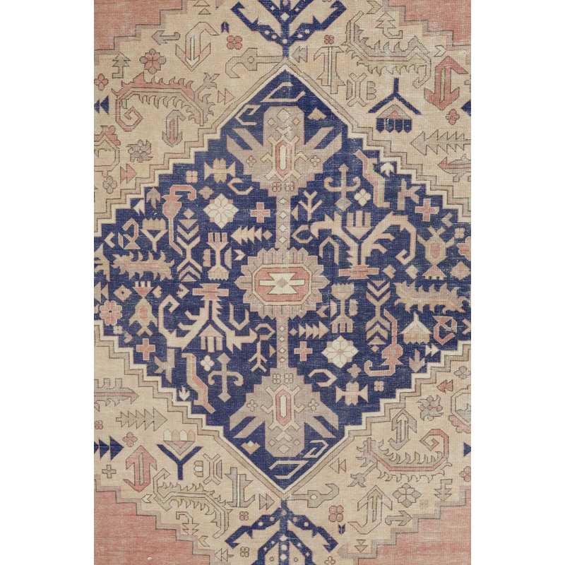 Vintage Wash One-of-a-Kind Rectangle 18' x 21'1" 1920s Rectangle Cotton and Wool Area Rug in Pink
