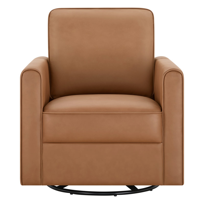 Weston Genuine Leather Swivel Accent Chair(Set Of 2), Butternut