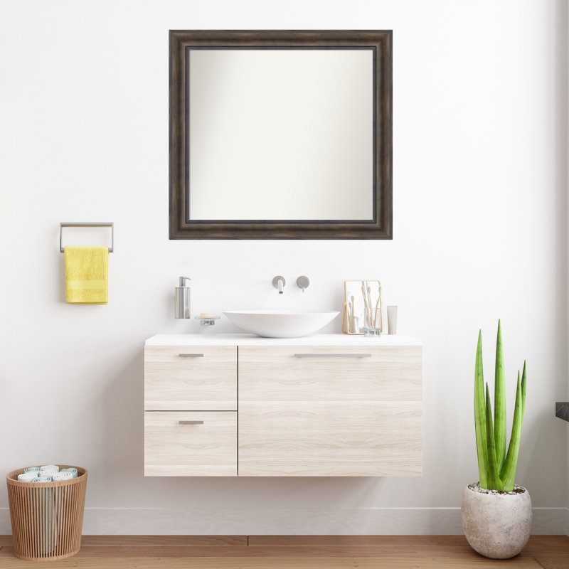 Bostynn Solid Wood Wall Mirror, Rectangle, 31.5" H x 33.5" W