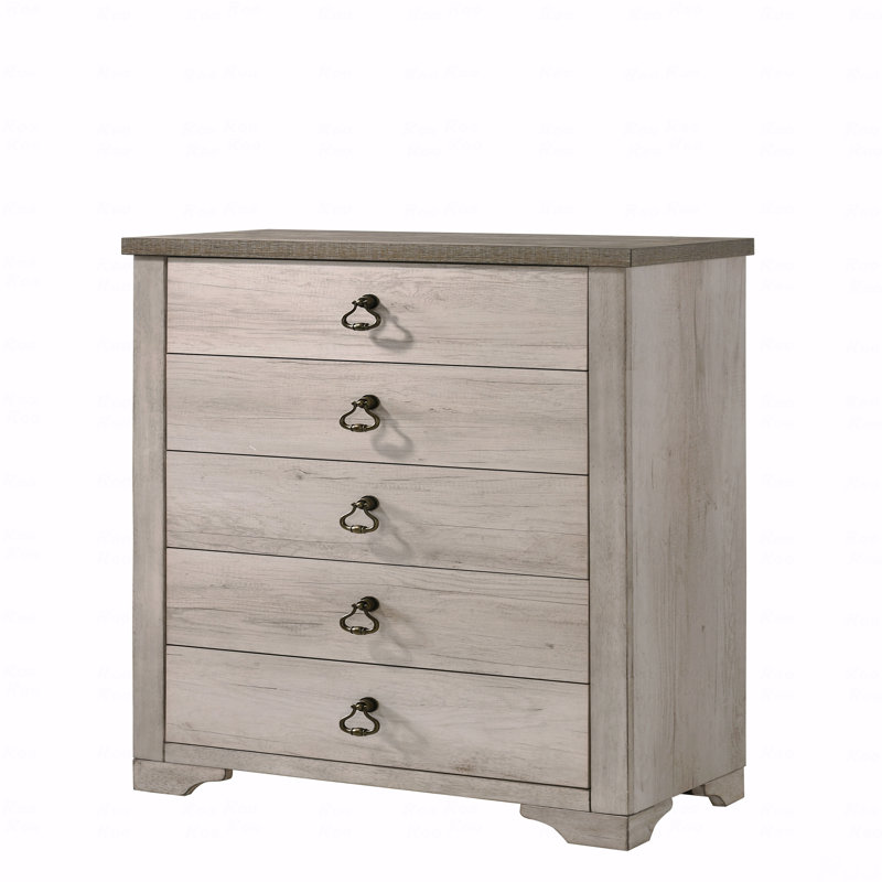 Commode 5 tiroirs (commode), 1Pc Finition en bois flotté vieilli style rustique contrastant