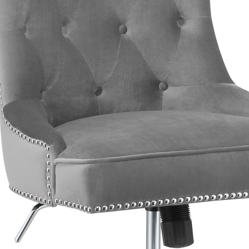 Fauteuil de conférence en velours Troy, Gris, Chrome