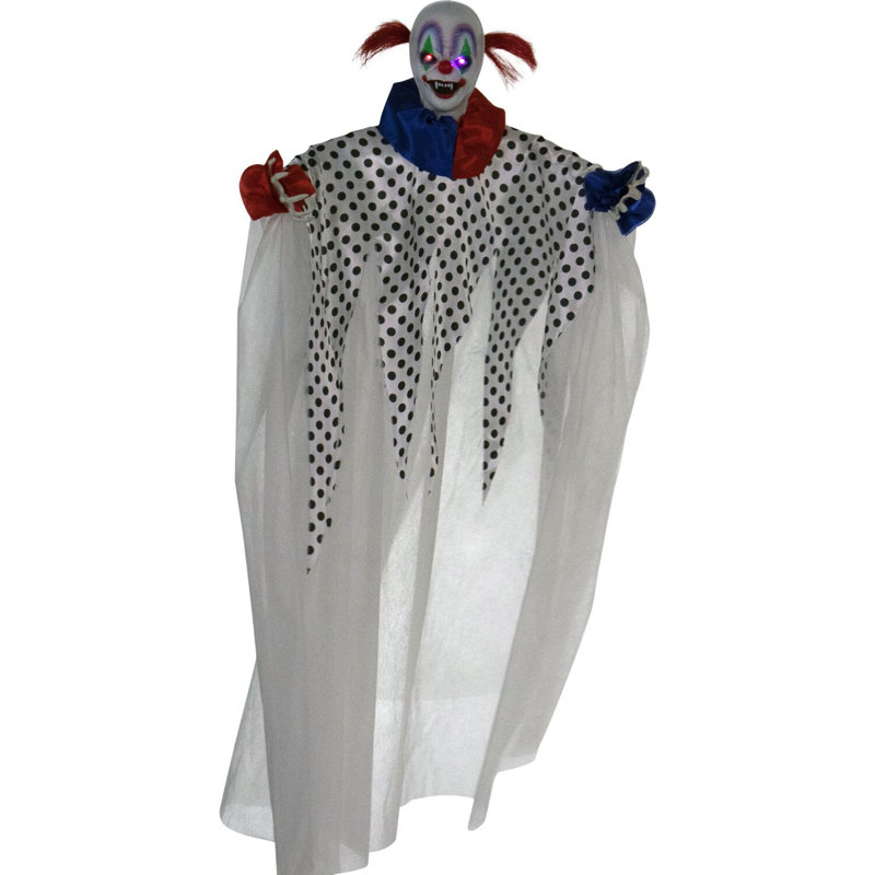 Scary Circus Clowns Haunted Hill Farm 37 In. Clown Halloween Animatronic with Touch Activated Lights and Sounds